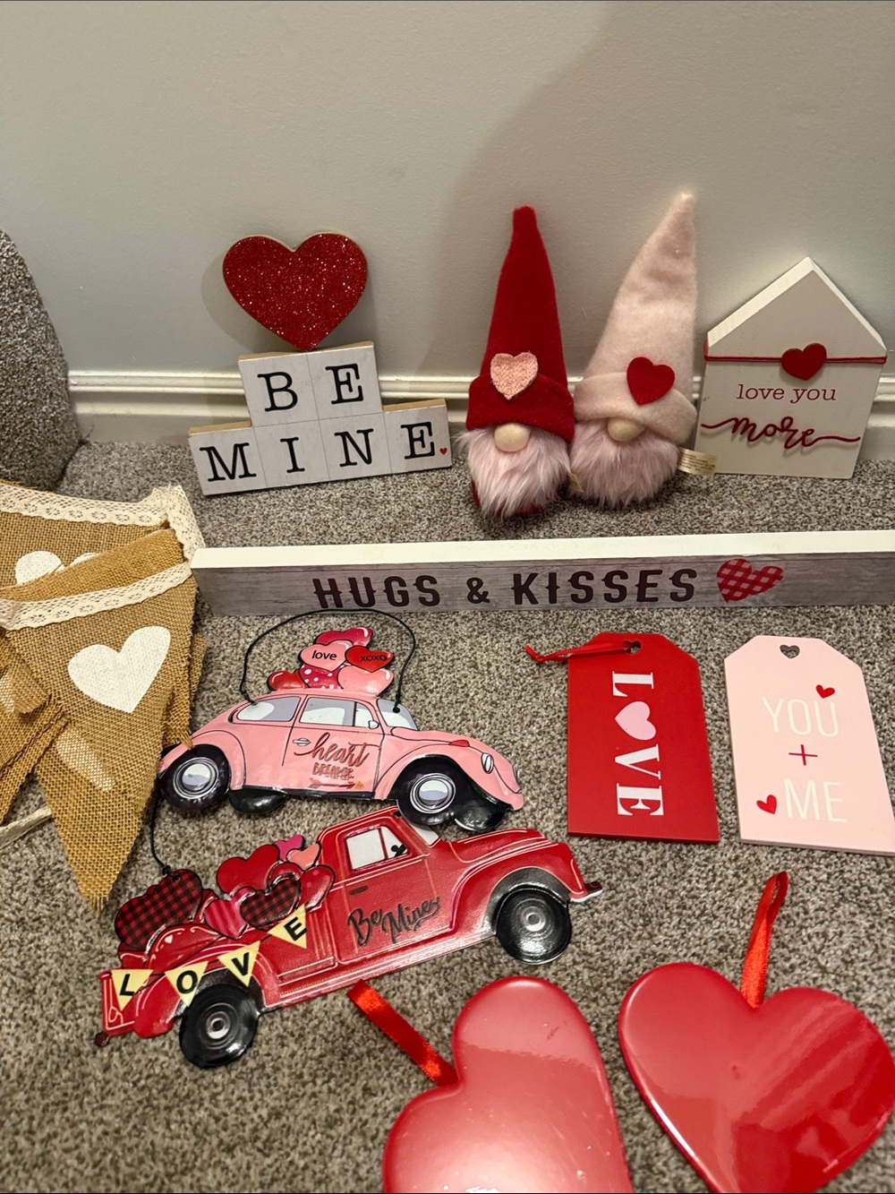 Valentine's Hugs & Kisses Decorative Heart and Gnome Accent Set| 12 pcs